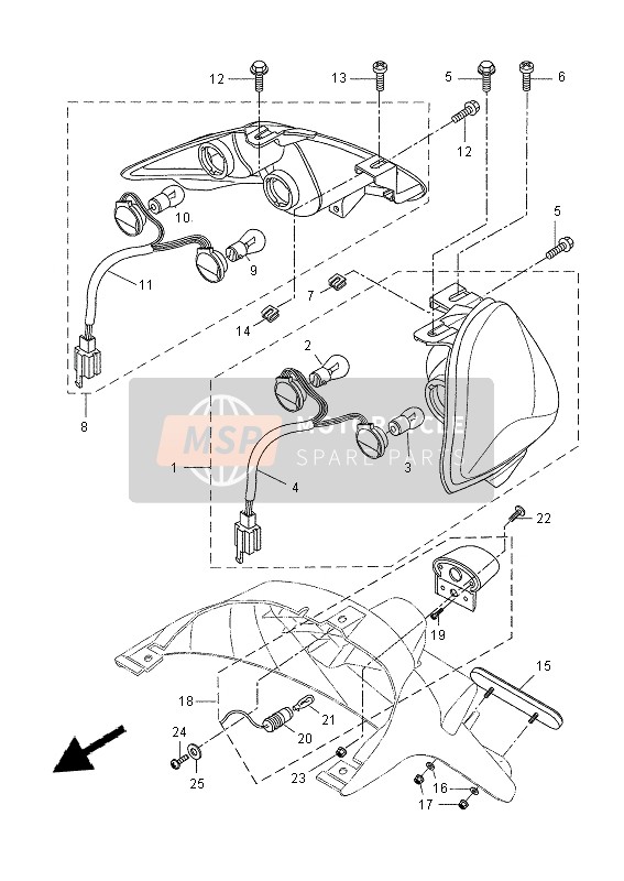 Yamaha VP250 2015 Achterlicht voor een 2015 Yamaha VP250